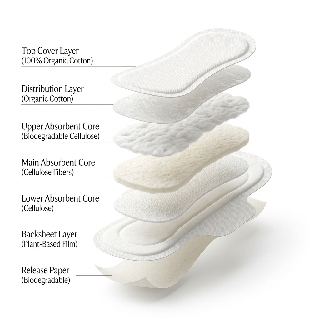 7 Layers of 100% Organic Cotton Sanitary Pad